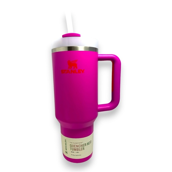 Stanley Vibrant Pink Tumbler with Orange Accent - Picture 1 of 13